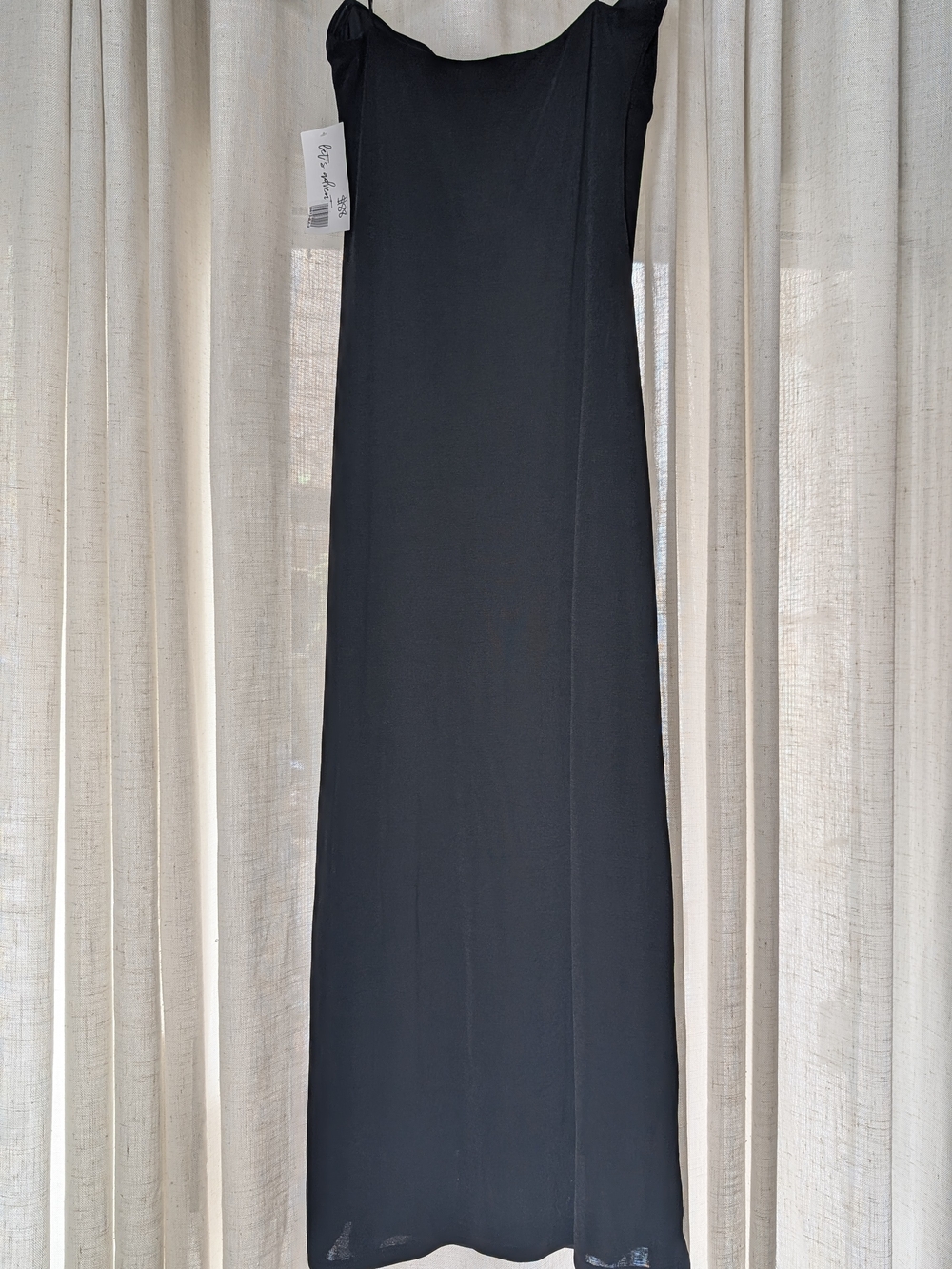 Strapless Black Deep V Maxi Dress with Decorative Clips - Picture 3 of 6